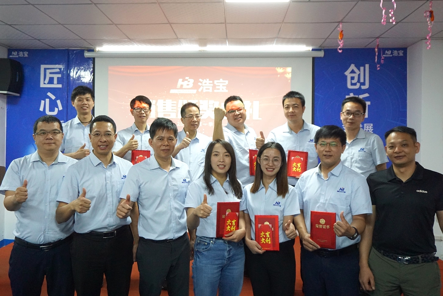 浩寶技術(shù)2022年第1季度獲獎人員合影