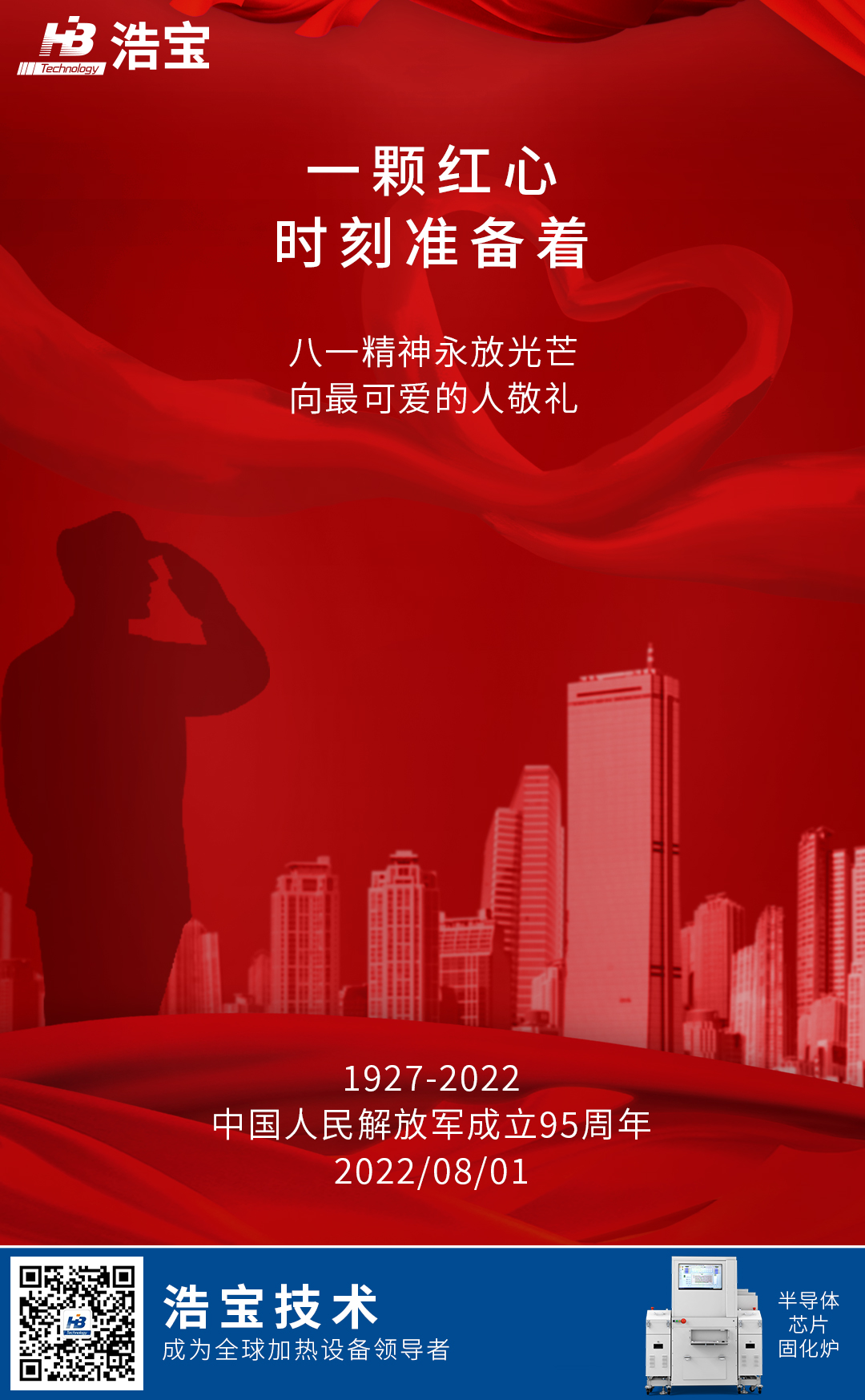 浩寶技術(shù)建軍節(jié)海報(bào)文案圖片：向最可愛(ài)的人致敬！